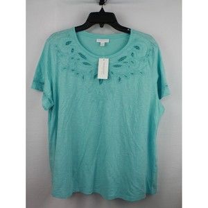 Charter Club Women's Core Fashion Blouse Top Shirt Color Mint Blue/Green Size 1X